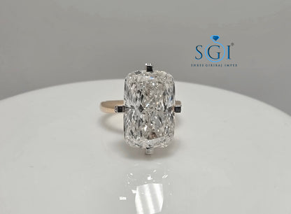 Exquisite 10 Carat Cushion Cut Lab Grown Diamond Engagement Ring | 18k Gold Hidden Halo Masterpiece