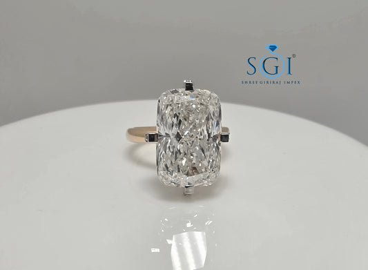 Exquisite 10 Carat Cushion Cut Lab Grown Diamond Engagement Ring | 18k Gold Hidden Halo Masterpiece