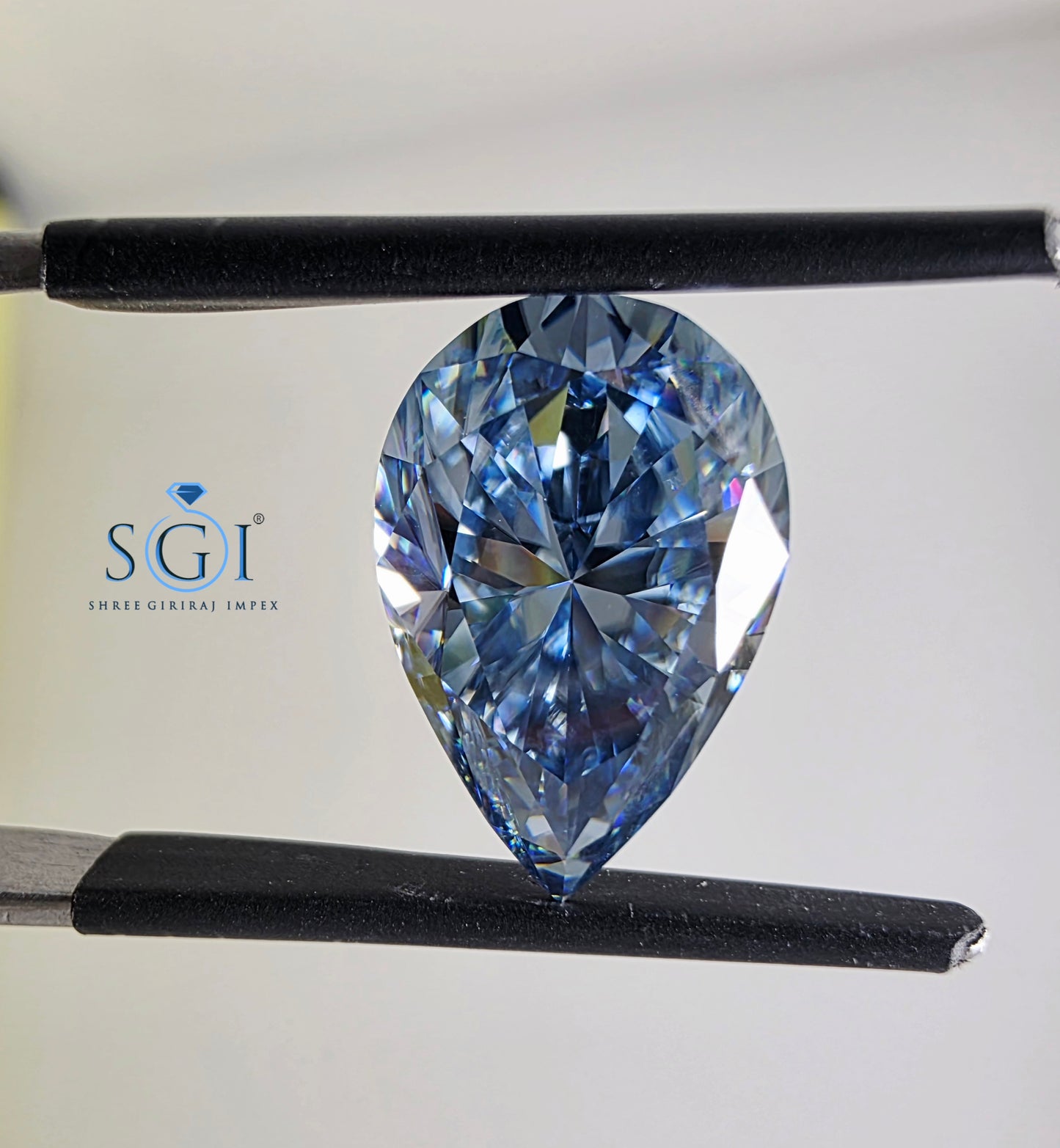 5 Carat Vivid Blue Moissanite Pear Cut 14.50×9.50mm | Premium Lab-Created Teal Blue Gemstone