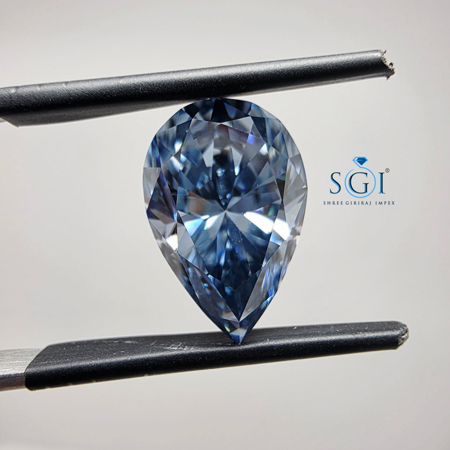 5 Carat Vivid Blue Moissanite Pear Cut 14.50×9.50mm | Premium Lab-Created Teal Blue Gemstone