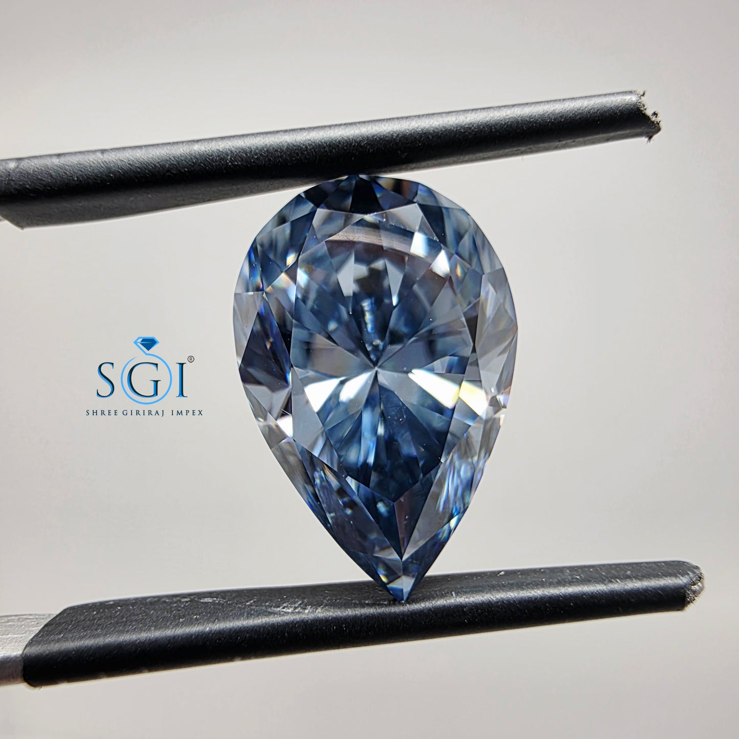 5 Carat Vivid Blue Moissanite Pear Cut 14.50×9.50mm | Premium Lab-Created Teal Blue Gemstone