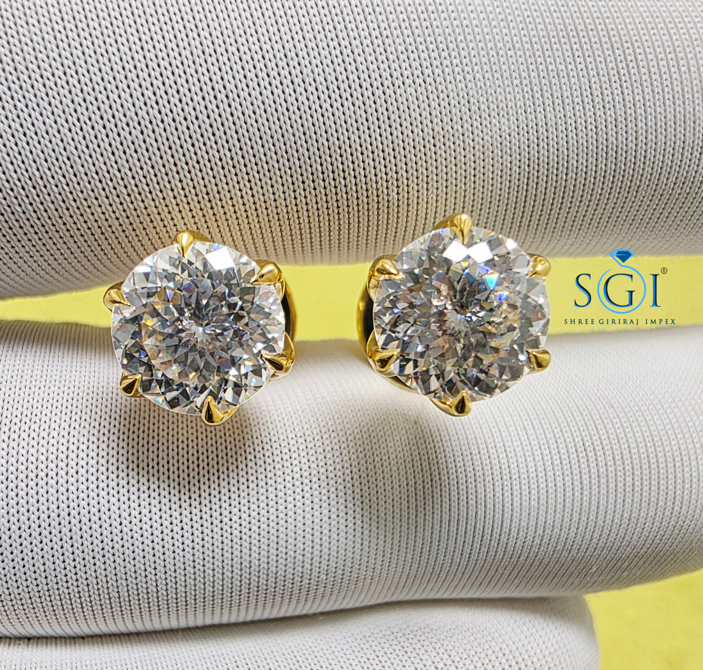 Exquisite 8mm Portuguese Cut Moissanite Solitaire Earrings | 3.75ct 14k Gold Studs for Her