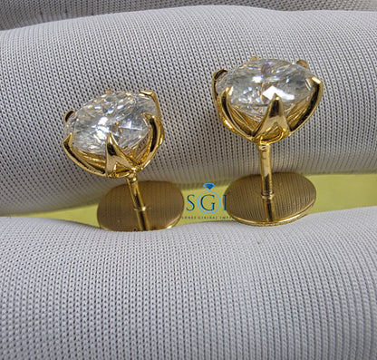Exquisite 8mm Portuguese Cut Moissanite Solitaire Earrings | 3.75ct 14k Gold Studs for Her