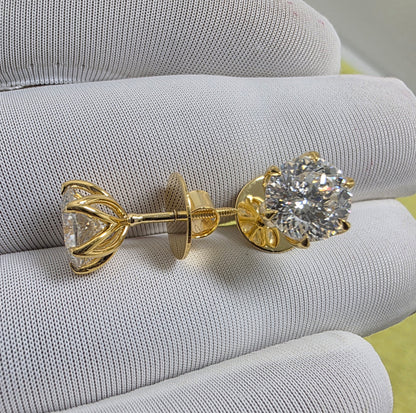 Exquisite 8mm Portuguese Cut Moissanite Solitaire Earrings | 3.75ct 14k Gold Studs for Her