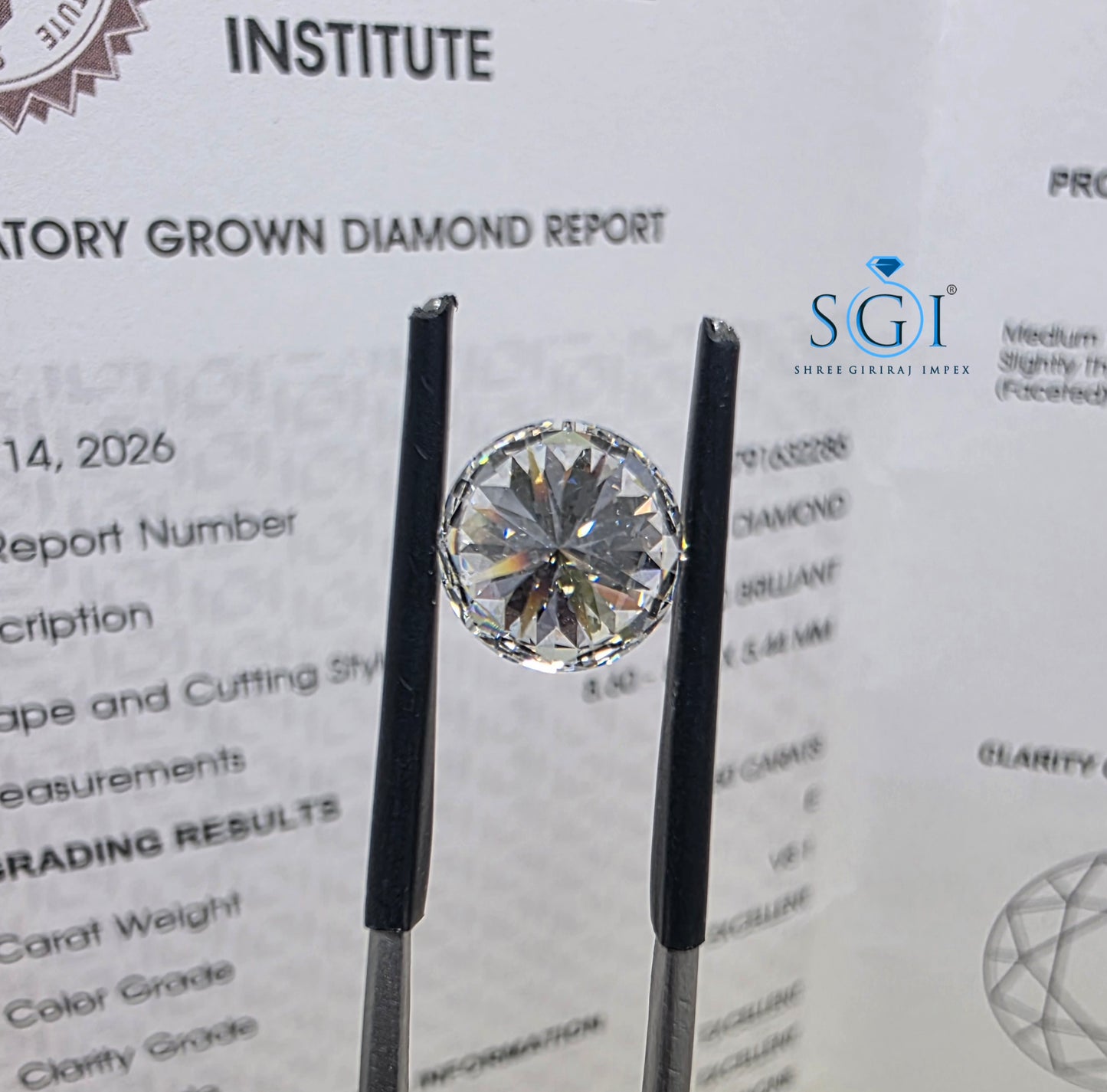 2.50ct Round Brilliant Lab Grown Diamond - E VS1 - IGI Certified - Premium Solitaire Jewellery Stone