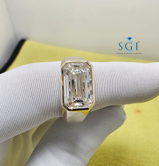 5.01ct IGI Certified Lab Grown Diamond Men's Solitaire Ring in 14k Gold - Premium Statement Band