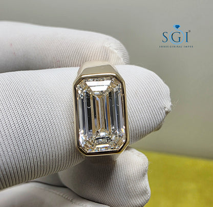 5.01ct IGI Certified Lab Grown Diamond Men's Solitaire Ring in 14k Gold - Premium Statement Band