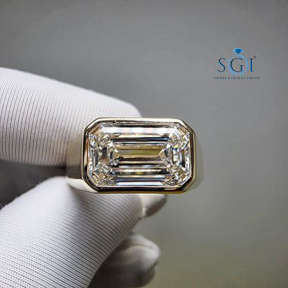 5.01ct IGI Certified Lab Grown Diamond Men's Solitaire Ring in 14k Gold - Premium Statement Band