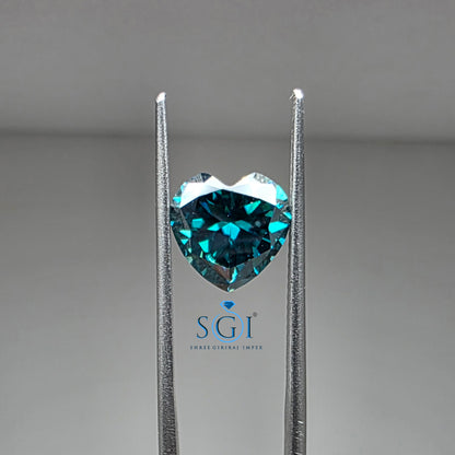 9mm Vivid Forest Green Heart Shape Moissanite - Premium Lab-Grown Gemstone for Luxury Rings