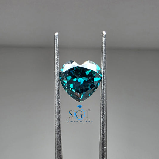 9mm Vivid Forest Green Heart Shape Moissanite - Premium Lab-Grown Gemstone for Luxury Rings