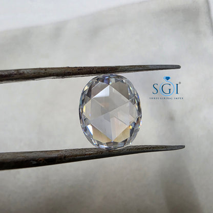 9x11MM Rose Cut Oval Shape Moissanite Diamond 3.05Ct for Luxurious Jewellery Settings | Premium Loose Stone for Rings Pendants & Fine Jewellery