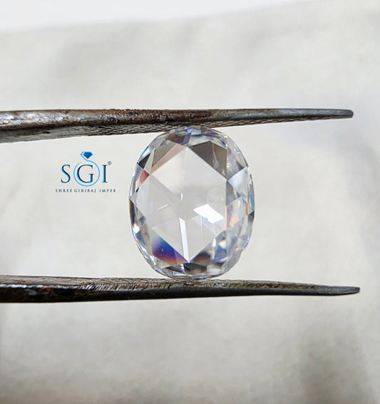 9x11MM Rose Cut Oval Shape Moissanite Diamond 3.05Ct for Luxurious Jewellery Settings | Premium Loose Stone for Rings Pendants & Fine Jewellery