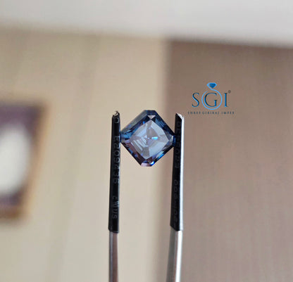 Royal Blue Asscher Cut Moissanite 9mm | 4.50 Ct Premium Ring Gemstone