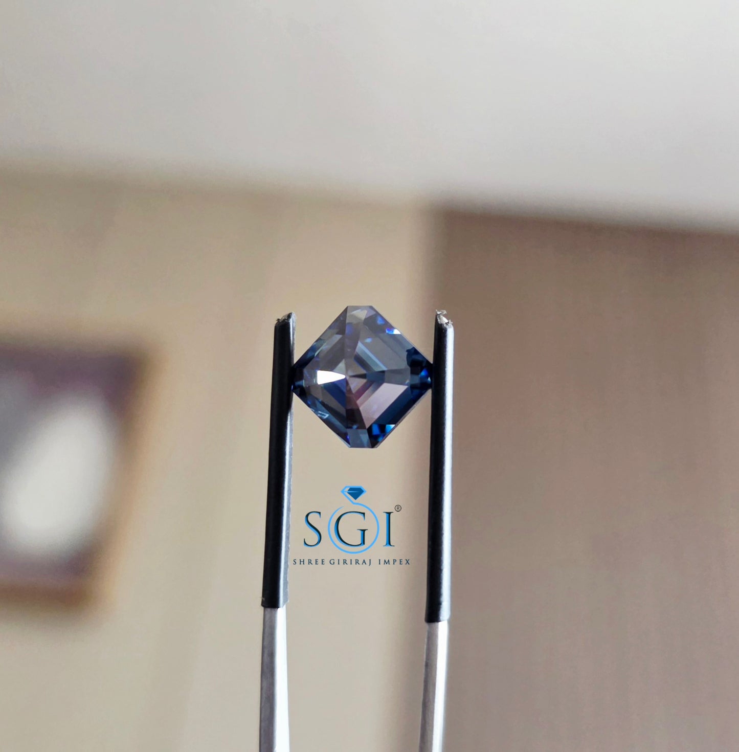 Royal Blue Asscher Cut Moissanite 9mm | 4.50 Ct Premium Ring Gemstone