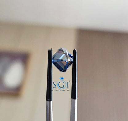 Royal Blue Asscher Cut Moissanite 9mm | 4.50 Ct Premium Ring Gemstone