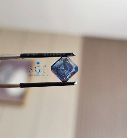 Royal Blue Asscher Cut Moissanite 9mm | 4.50 Ct Premium Ring Gemstone