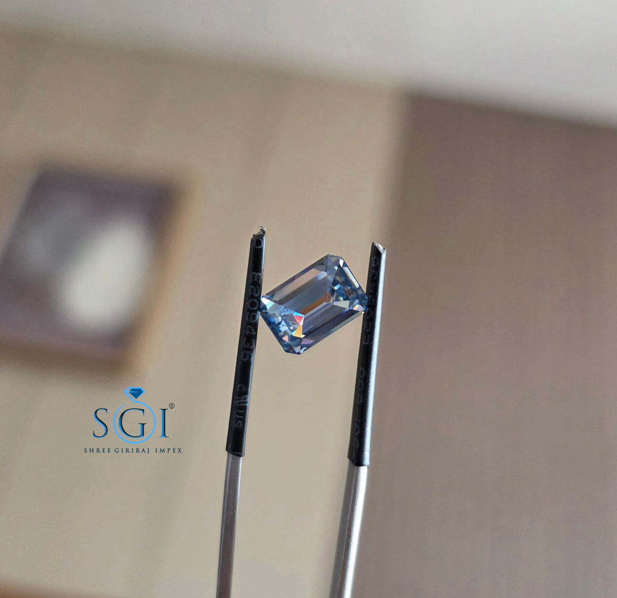 2.90 Ct Light Blue Emerald Moissanite | Elegant Step-Cut Jewellery Gemstone
