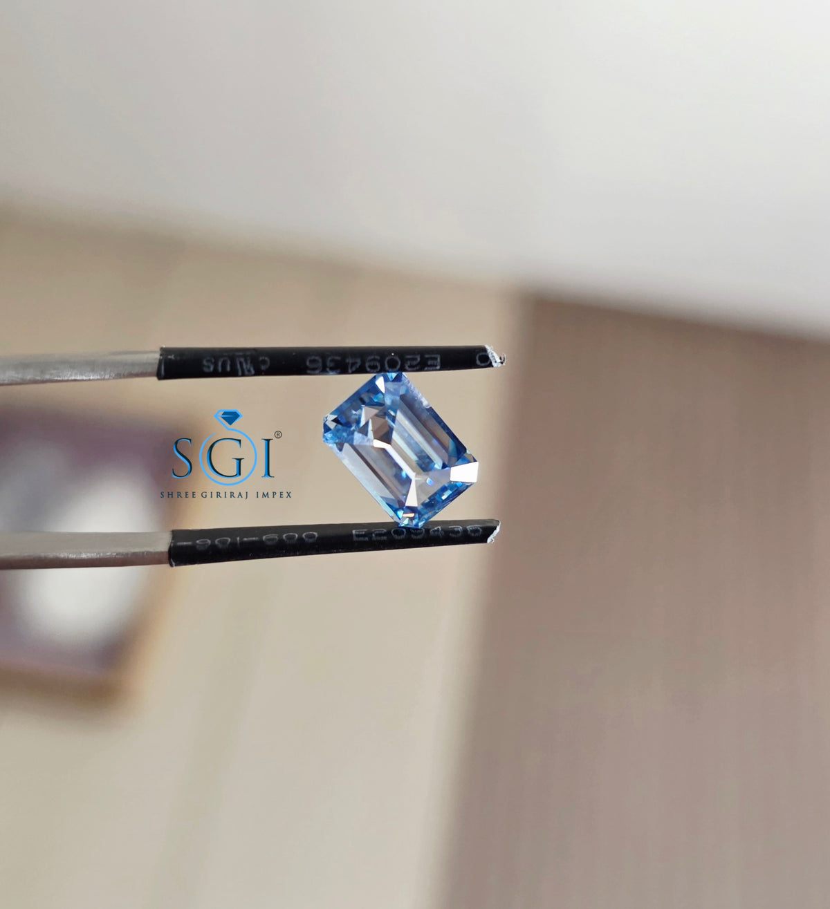 2.90 Ct Light Blue Emerald Moissanite | Elegant Step-Cut Jewellery Gemstone