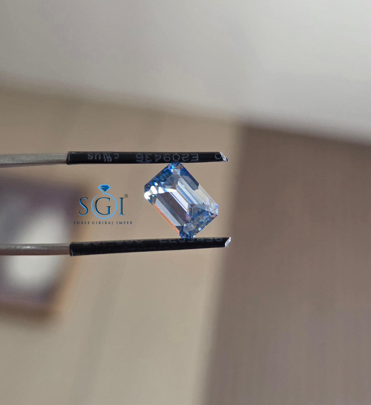 2.90 Ct Light Blue Emerald Moissanite | Elegant Step-Cut Jewellery Gemstone