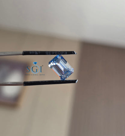 2.90 Ct Light Blue Emerald Moissanite | Elegant Step-Cut Jewellery Gemstone