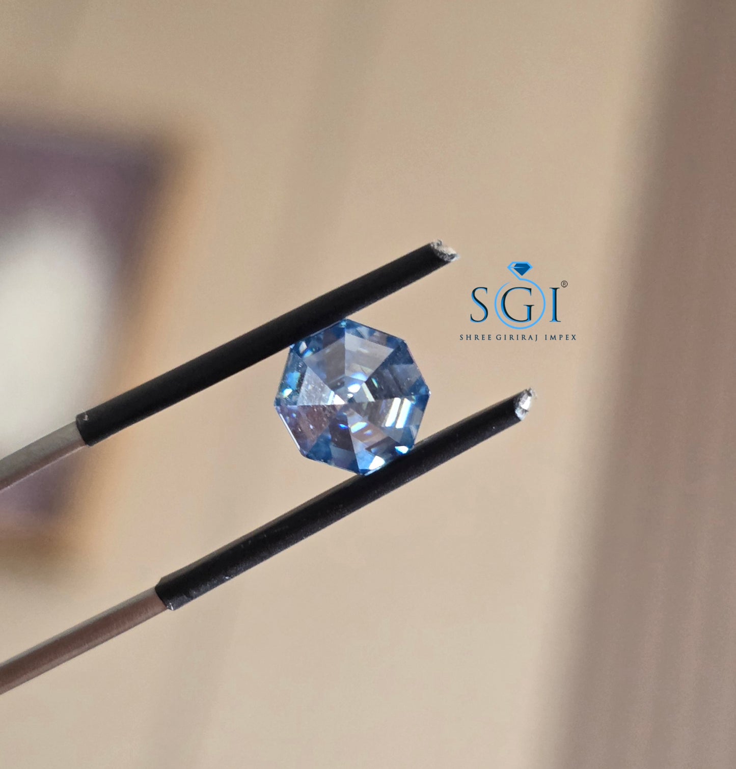 Premium 4.50 Ctw Hexagon Rose Cut Blue Moissanite Pair (8mm) | Luxury Ear Stud & Earring Gemstones