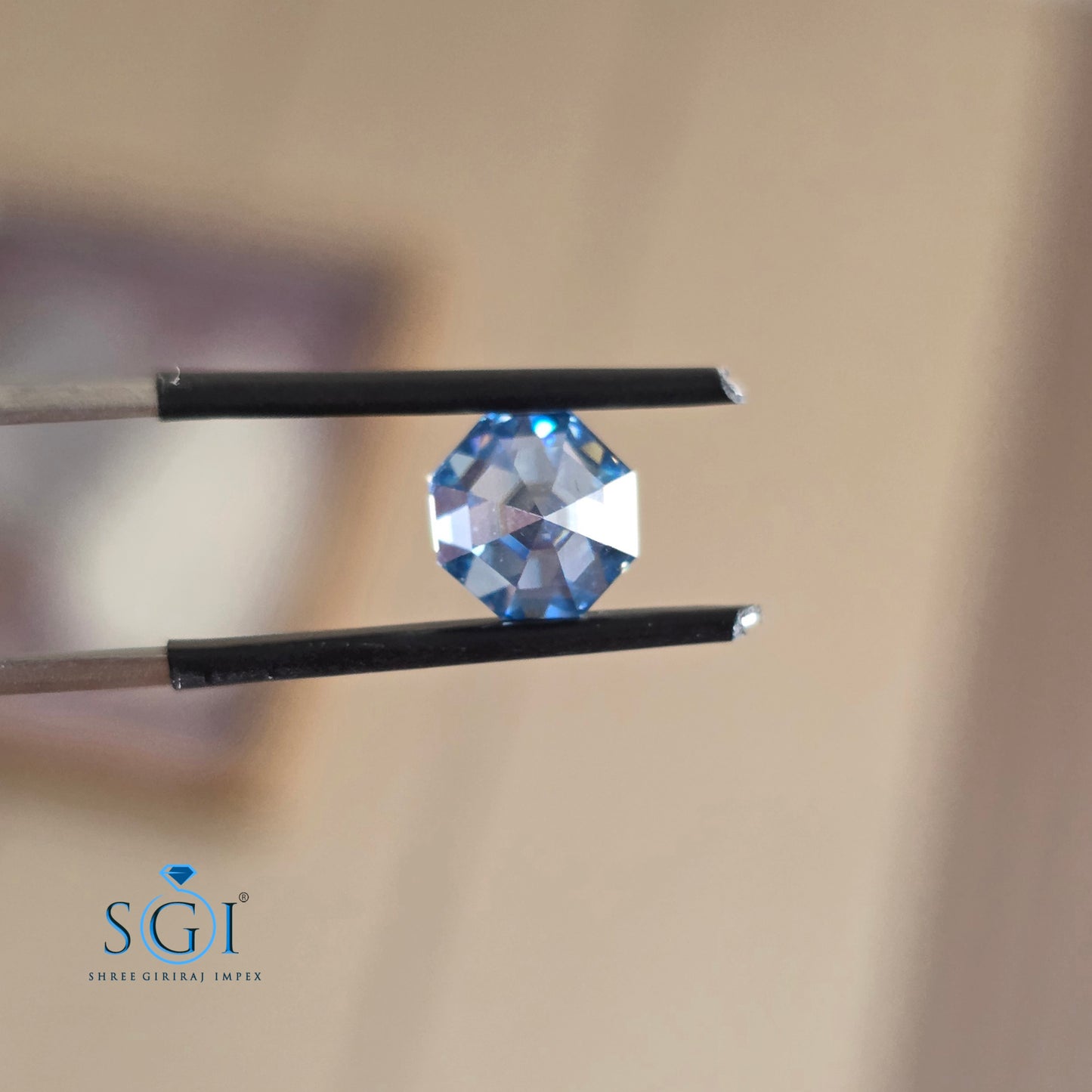 Premium 4.50 Ctw Hexagon Rose Cut Blue Moissanite Pair (8mm) | Luxury Ear Stud & Earring Gemstones