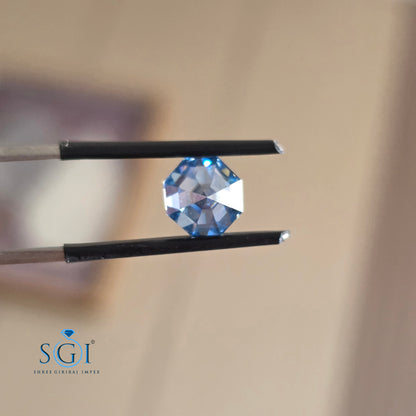 Premium 4.50 Ctw Hexagon Rose Cut Blue Moissanite Pair (8mm) | Luxury Ear Stud & Earring Gemstones