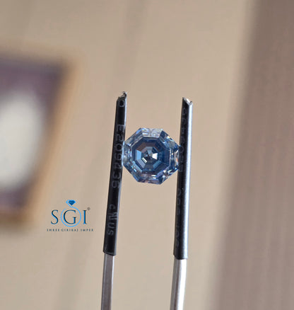 Premium 4.50 Ctw Hexagon Rose Cut Blue Moissanite Pair (8mm) | Luxury Ear Stud & Earring Gemstones