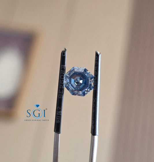 Premium 4.50 Ctw Hexagon Rose Cut Blue Moissanite Pair (8mm) | Luxury Ear Stud & Earring Gemstones