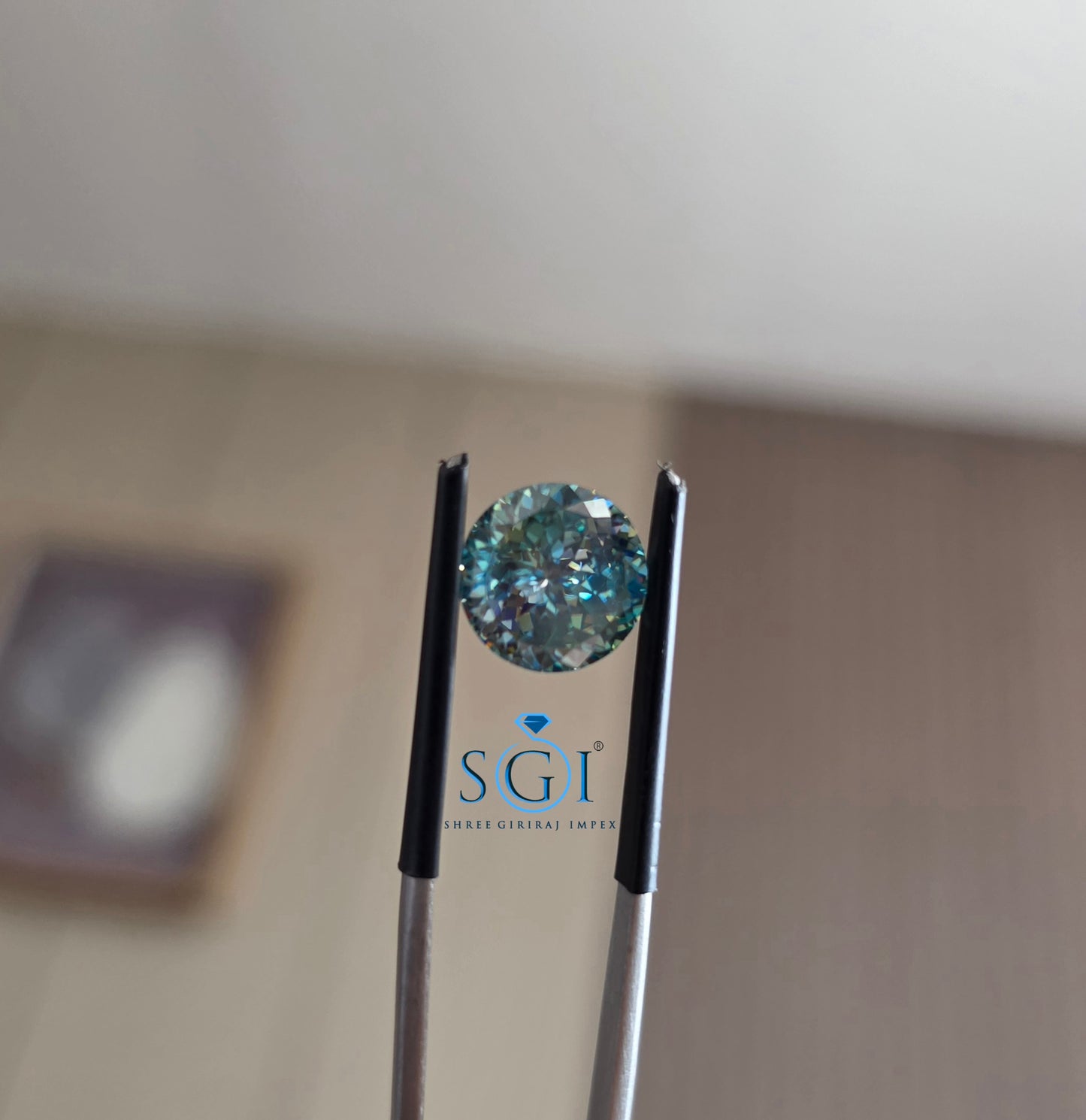 10mm Celestial Blue Moissanite 4 Ct | Premium Portuguese Cut Luxury Gemstone
