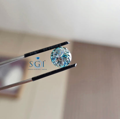 10mm Celestial Blue Moissanite 4 Ct | Premium Portuguese Cut Luxury Gemstone