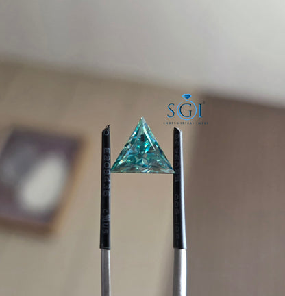 10mm Natural Green Triangle Shape Moissanite | Luxury Precision-Cut Gemstone for Elegant Statement Rings