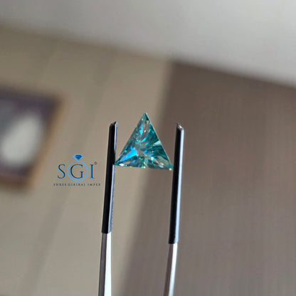 10mm Natural Green Triangle Shape Moissanite | Luxury Precision-Cut Gemstone for Elegant Statement Rings