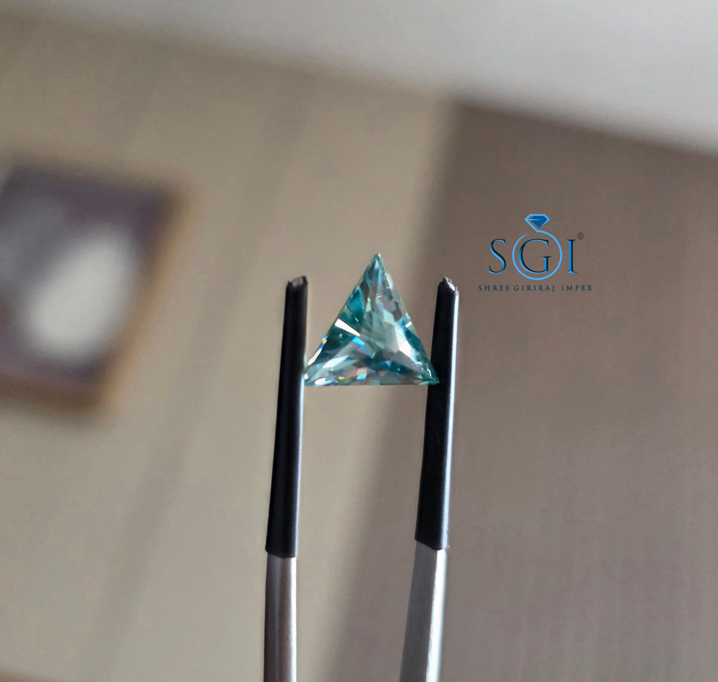 10mm Natural Green Triangle Shape Moissanite | Luxury Precision-Cut Gemstone for Elegant Statement Rings