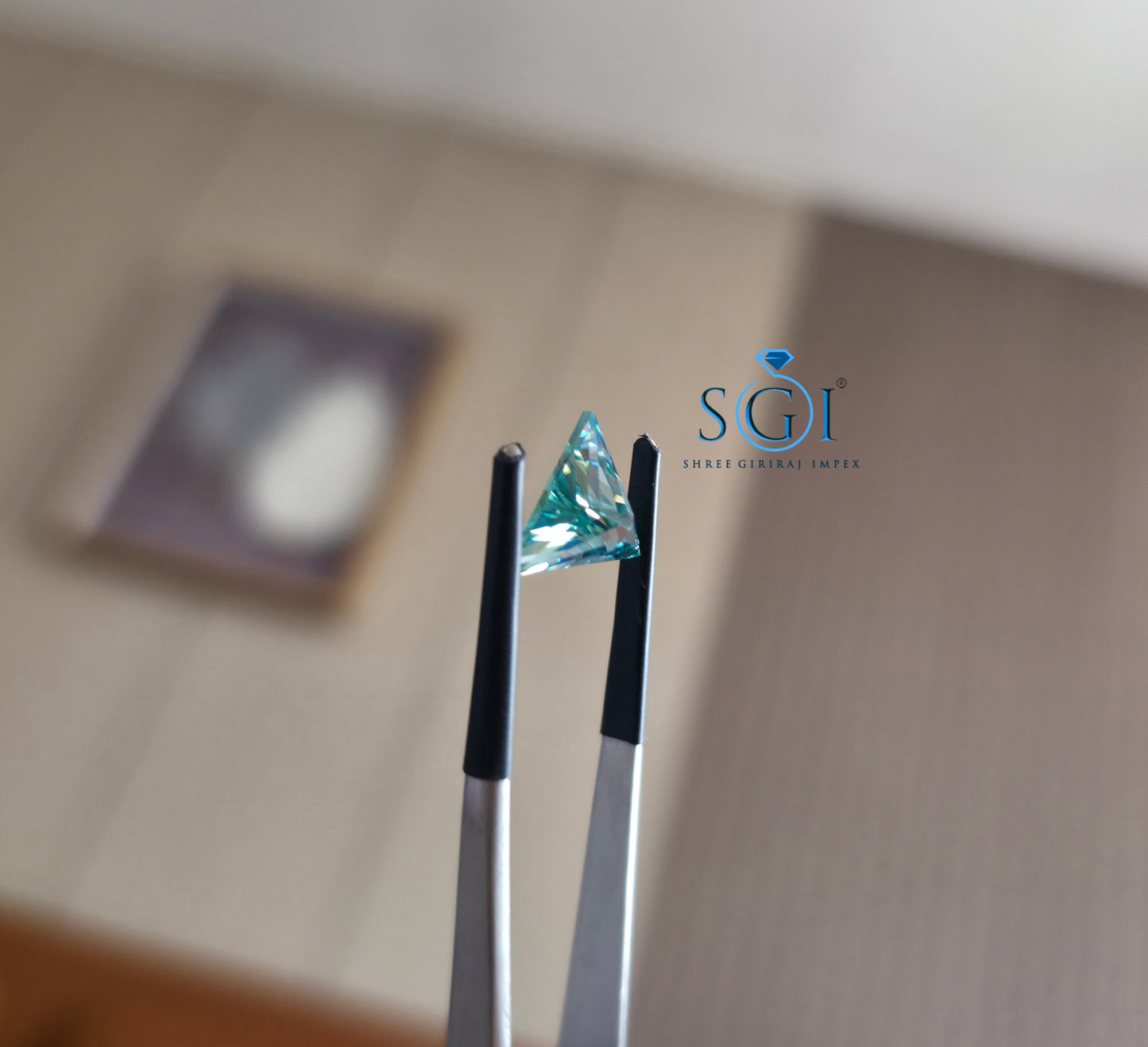 10mm Natural Green Triangle Shape Moissanite | Luxury Precision-Cut Gemstone for Elegant Statement Rings