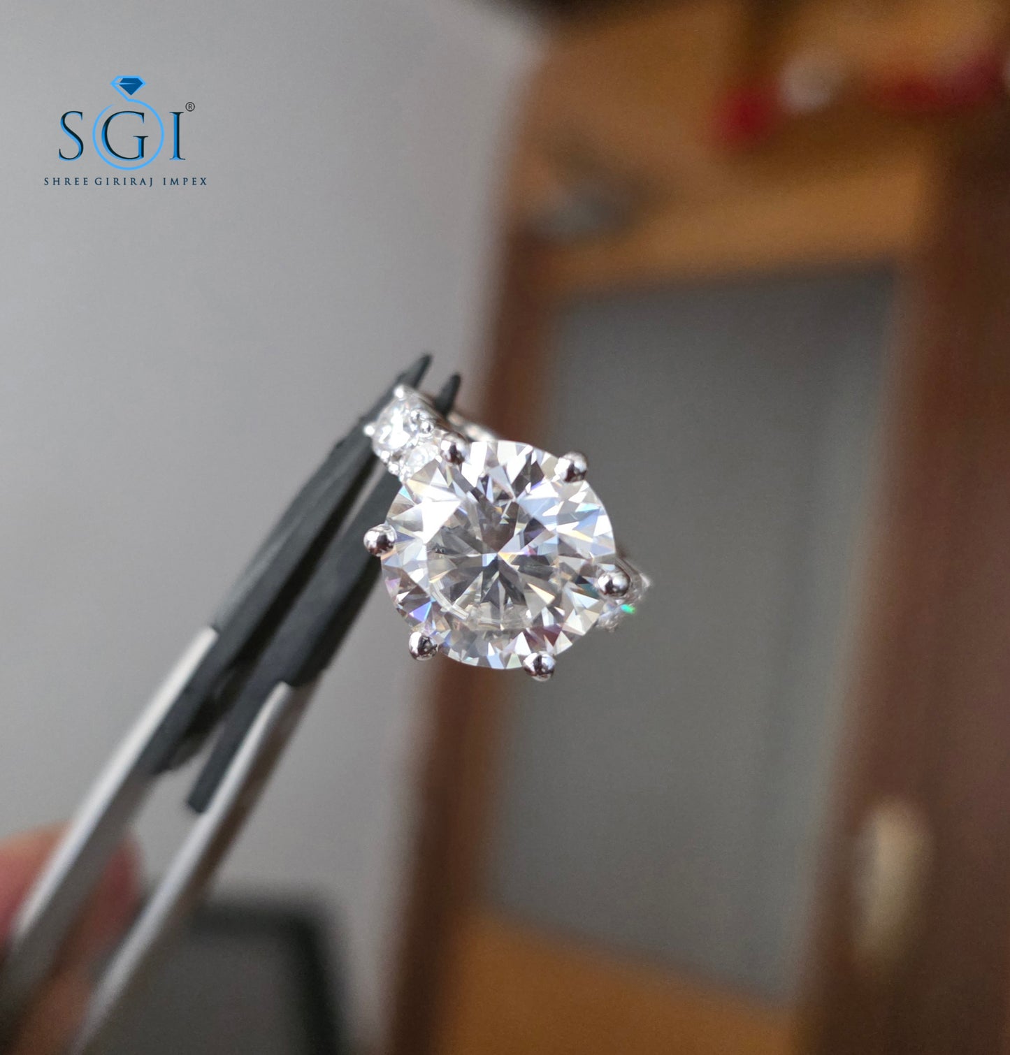 12.50 Ctw Moissanite 5 Stone Ring in 14K White Gold | Luxury Designer Fine Jewellery