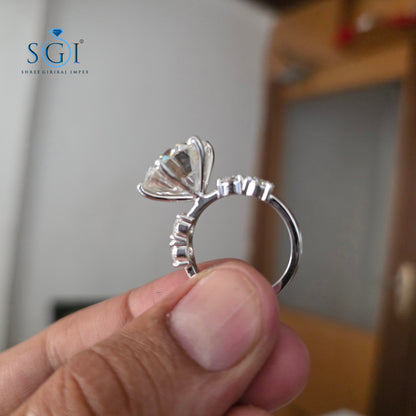 12.50 Ctw Moissanite 5 Stone Ring in 14K White Gold | Luxury Designer Fine Jewellery