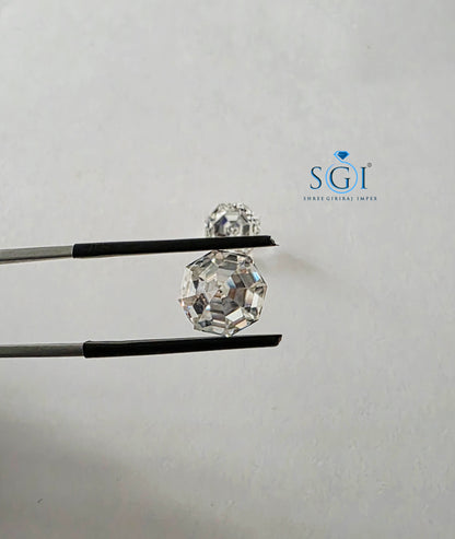 10.05 CTW Hexagon Rose Cut Moissanite Diamond Premium Loose Gemstone for Luxury Jewellery Settings