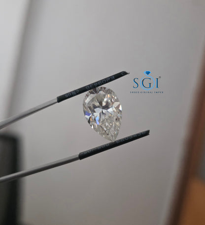 4.70 Ct Long Bally Pear Shape Moissanite | 9×15mm Handmade Loose Stone