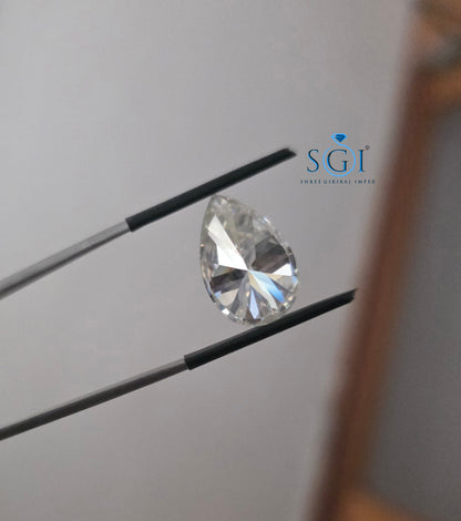 4.70 Ct Long Bally Pear Shape Moissanite | 9×15mm Handmade Loose Stone