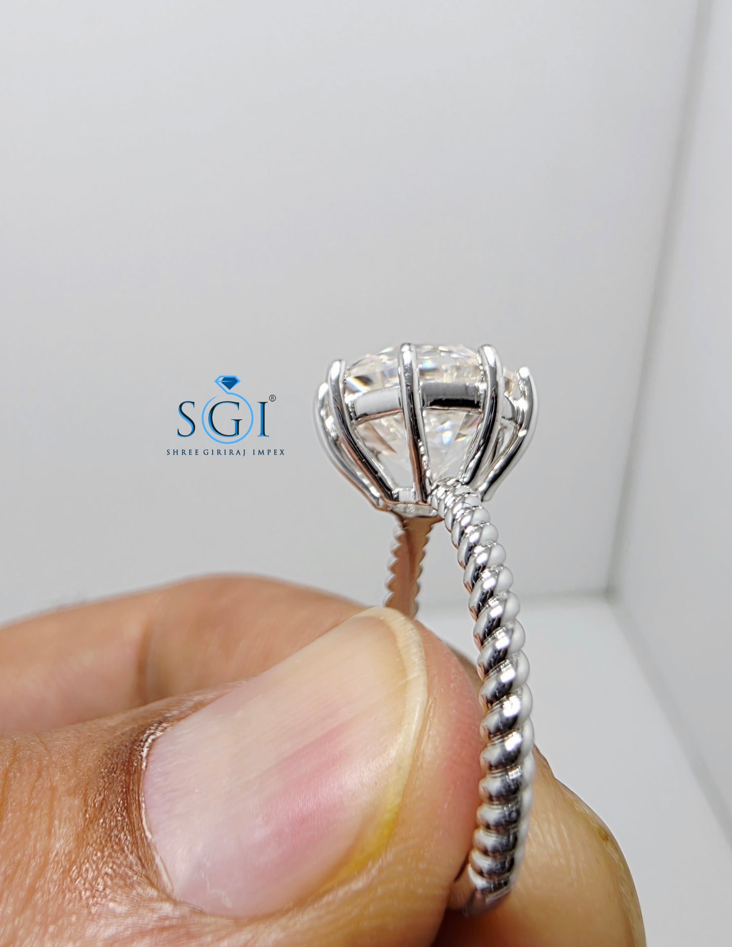 5.05 Ct 10.5mm Rose Cut Hexagon Moissanite Ring | 925 Sterling Silver Handmade