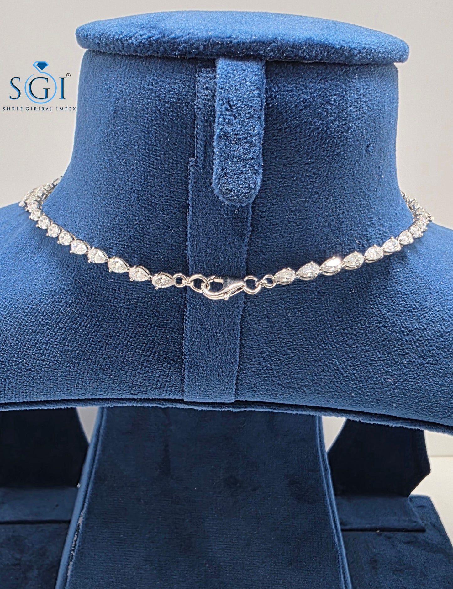 55 CTW Pear Shape Moissanite Necklace | 925 Sterling Silver Luxury Bridal Jewelry