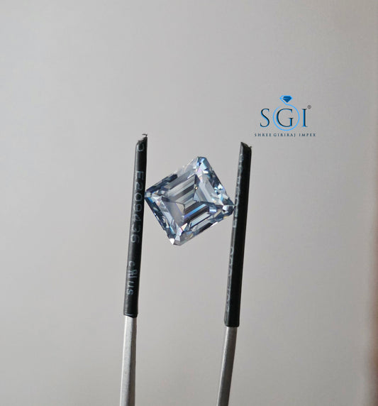 3.50 Ct Intense Blue Old Mine Asscher Cut Moissanite | Natural Color Loose Gemstone