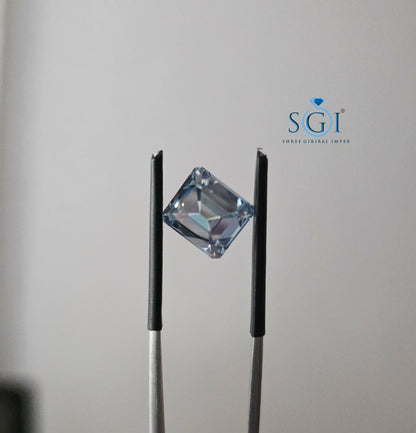 3.50 Ct Intense Blue Old Mine Asscher Cut Moissanite | Natural Color Loose Gemstone