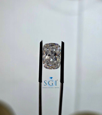 7.70 Ct Cushion Cut Crushed Ice Moissanite Loose Gemstone | D Color VVS1 | Premium Quality