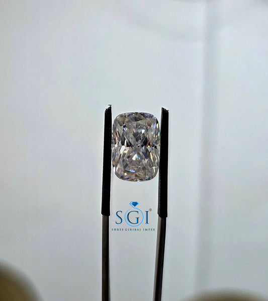 7.70 Ct Cushion Cut Crushed Ice Moissanite Loose Gemstone | D Color VVS1 | Premium Quality
