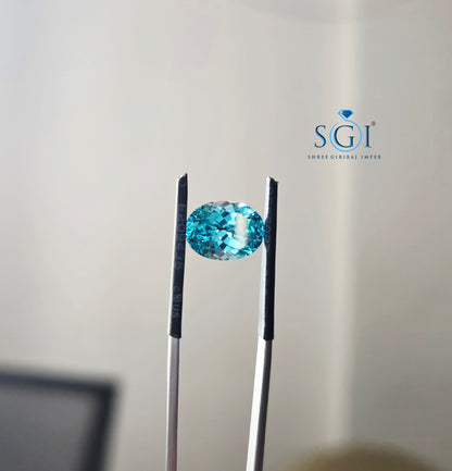 5.70Ct 8×12mm Lab-Grown Paraiba | Blue-Green Loose Gemstone | Natural Paraiba Look