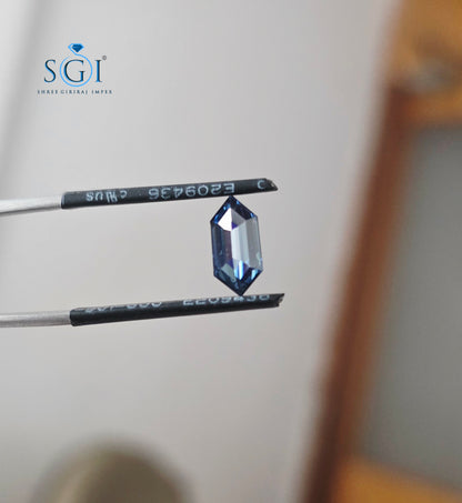 1.45Ct Royal Blue Long Hexagon Moissanite | 5×10mm Premium Loose Gemstone