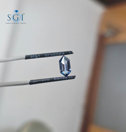 1.45Ct Royal Blue Long Hexagon Moissanite | 5×10mm Premium Loose Gemstone