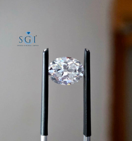 9×7mm Old Mine Oval Shape Moissanite 2.20CT | D Color VVS1 Premium Handmade Loose Stone | Natural Diamond Look